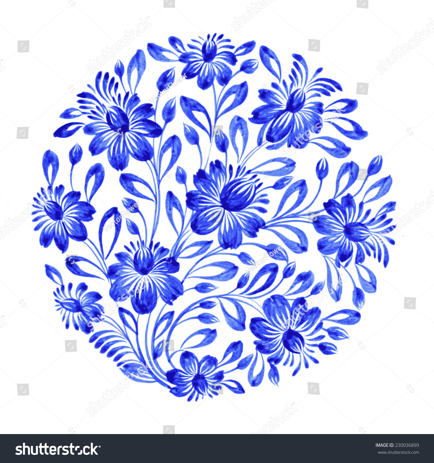 Floral Circle Stock Vector Illustration 230036899 : Shutterstock