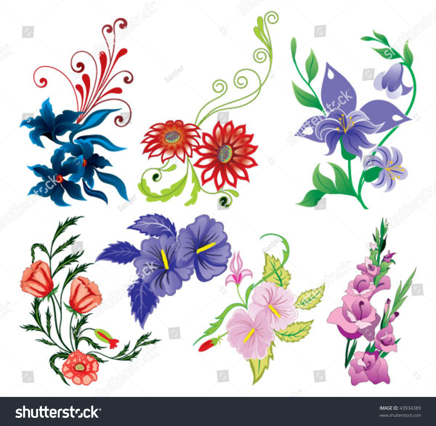 Floral Elements Design Vector Illustration Stock Vector (Royalty Free