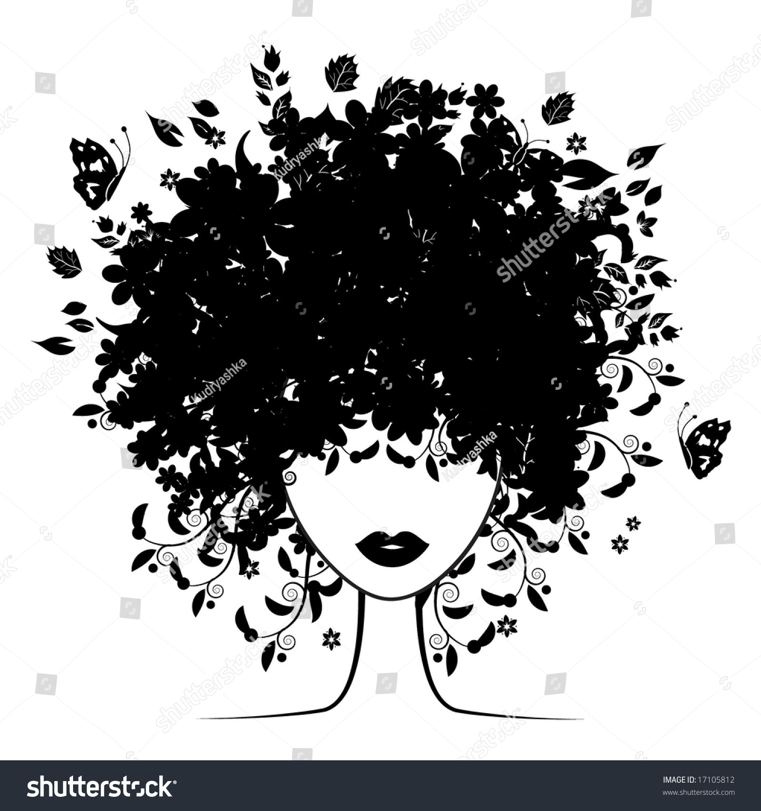 Floral Hairstyle Stock Vector 17105812 - Shutterstock