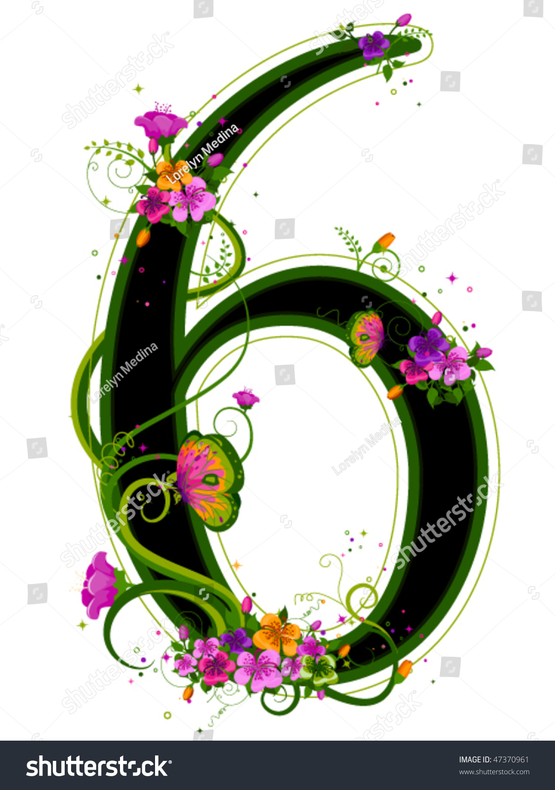 Floral Number - Vector - 47370961 : Shutterstock