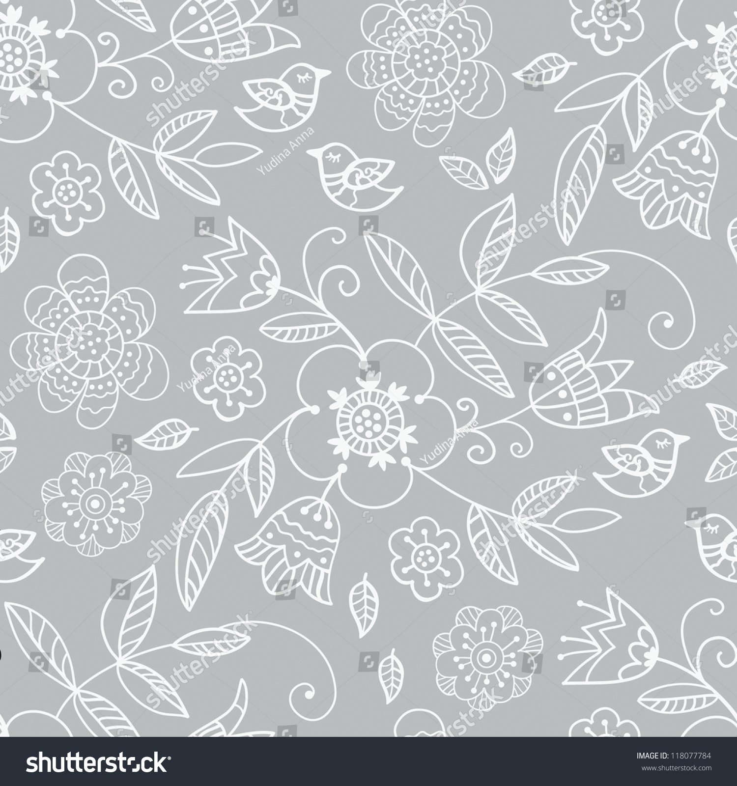 Floral Seamless Light Gray Pattern Wallpaper Stock Vector 118077784