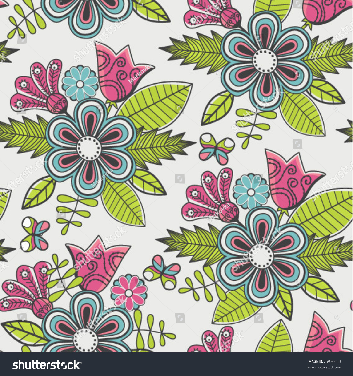 Floral Seamless Pattern Endless Texture With Flowers Stock Vector