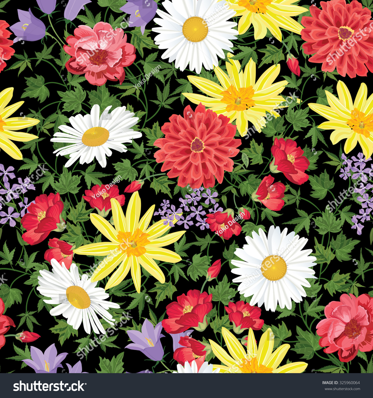 Floral Seamless Pattern Flower Background. Floral Seamless Texture With