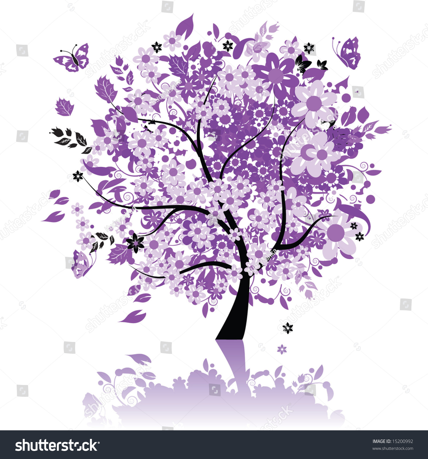 Floral Tree Beautiful Stock Vector Illustration 15200992 : Shutterstock