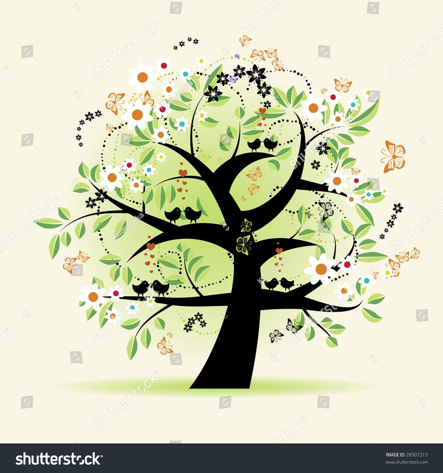 Floral Tree Beautiful Stock Vector Illustration 28507213 : Shutterstock