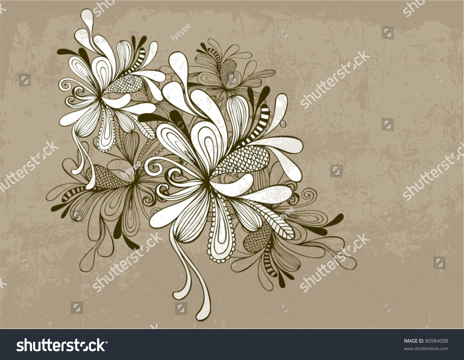 Floral Vector Black & White - 80984008 : Shutterstock