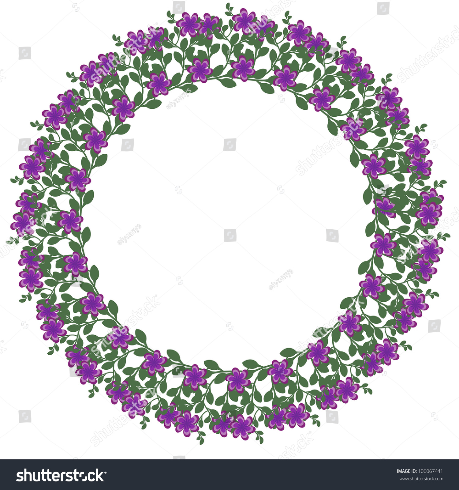 Floral Wreath With Purple Flowers Stock Vector Illustration 106067441