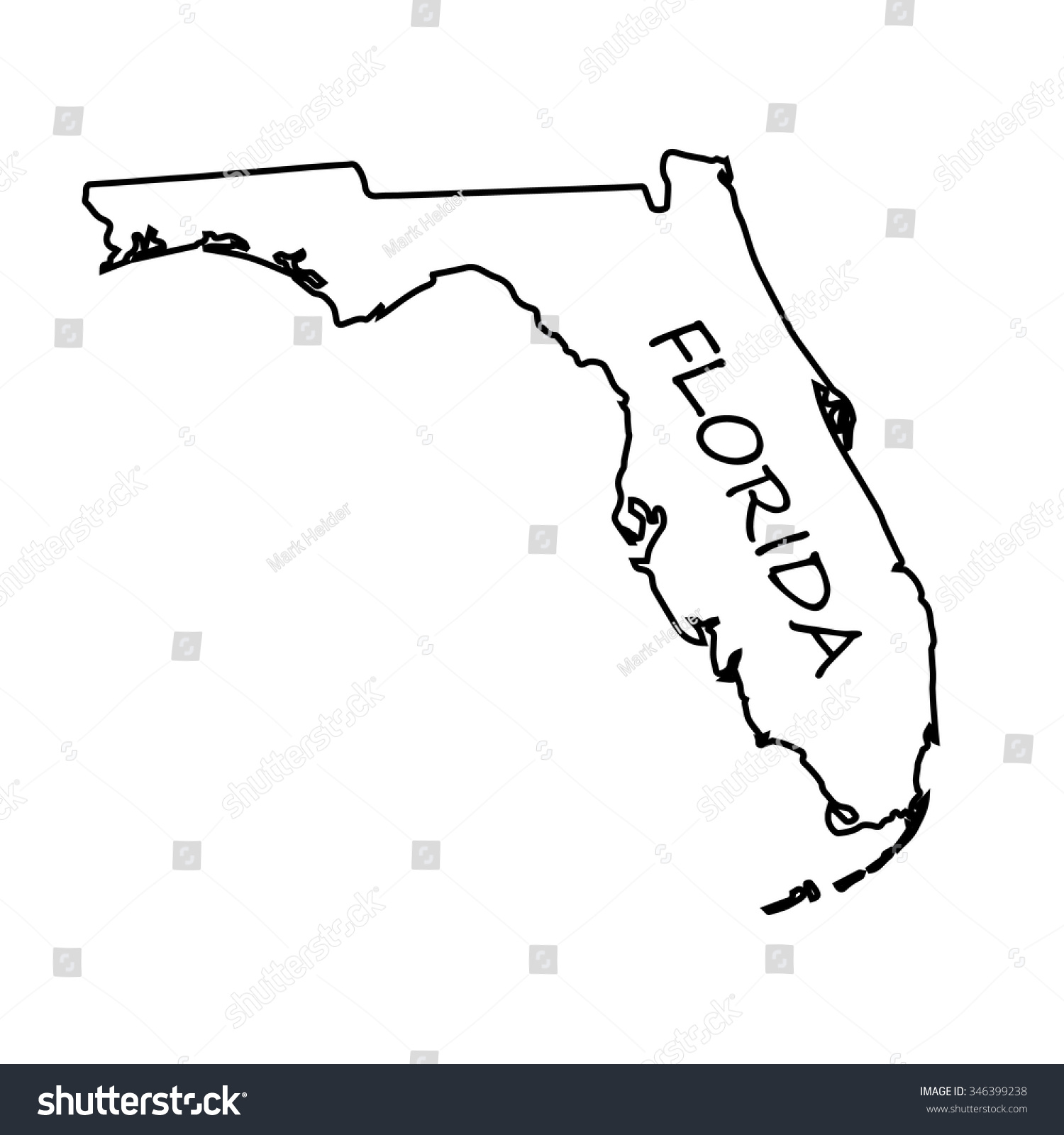 Florida Map Stock Vector Illustration 346399238 : Shutterstock