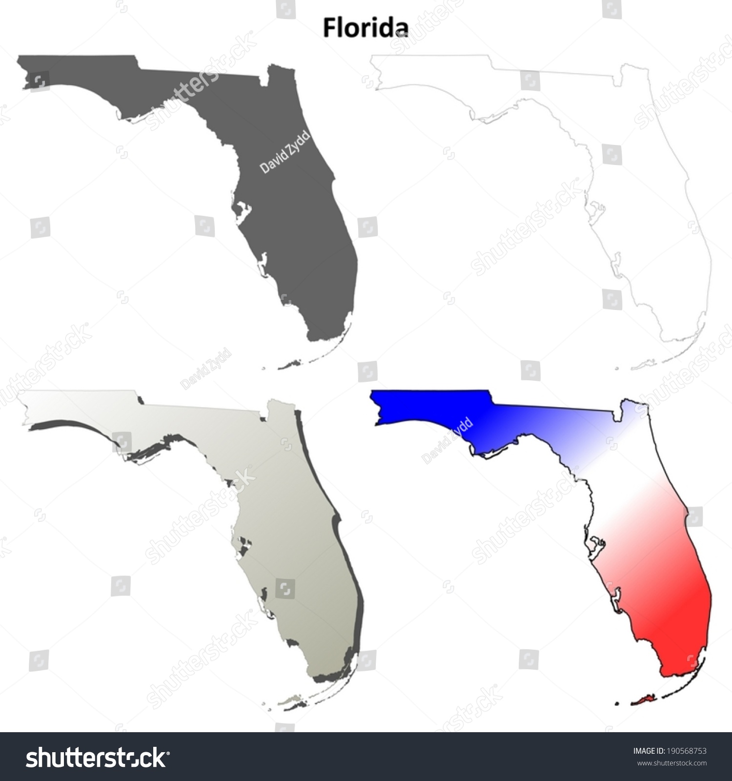 Florida Outline Map Set Vector Version Stock Vector 190568753