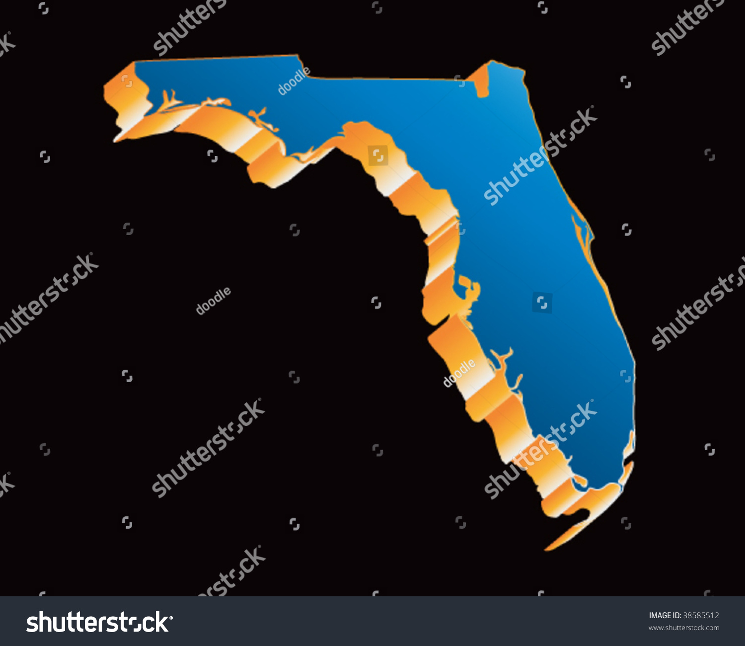 Florida State Shape Icon In Blue Stock Vector Illustration 38585512