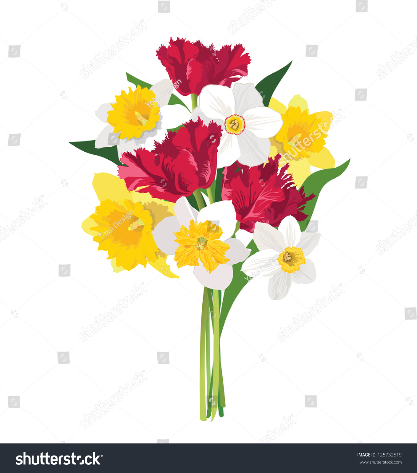 Flower Bouquet. Stock Vector Illustration 125732519 : Shutterstock