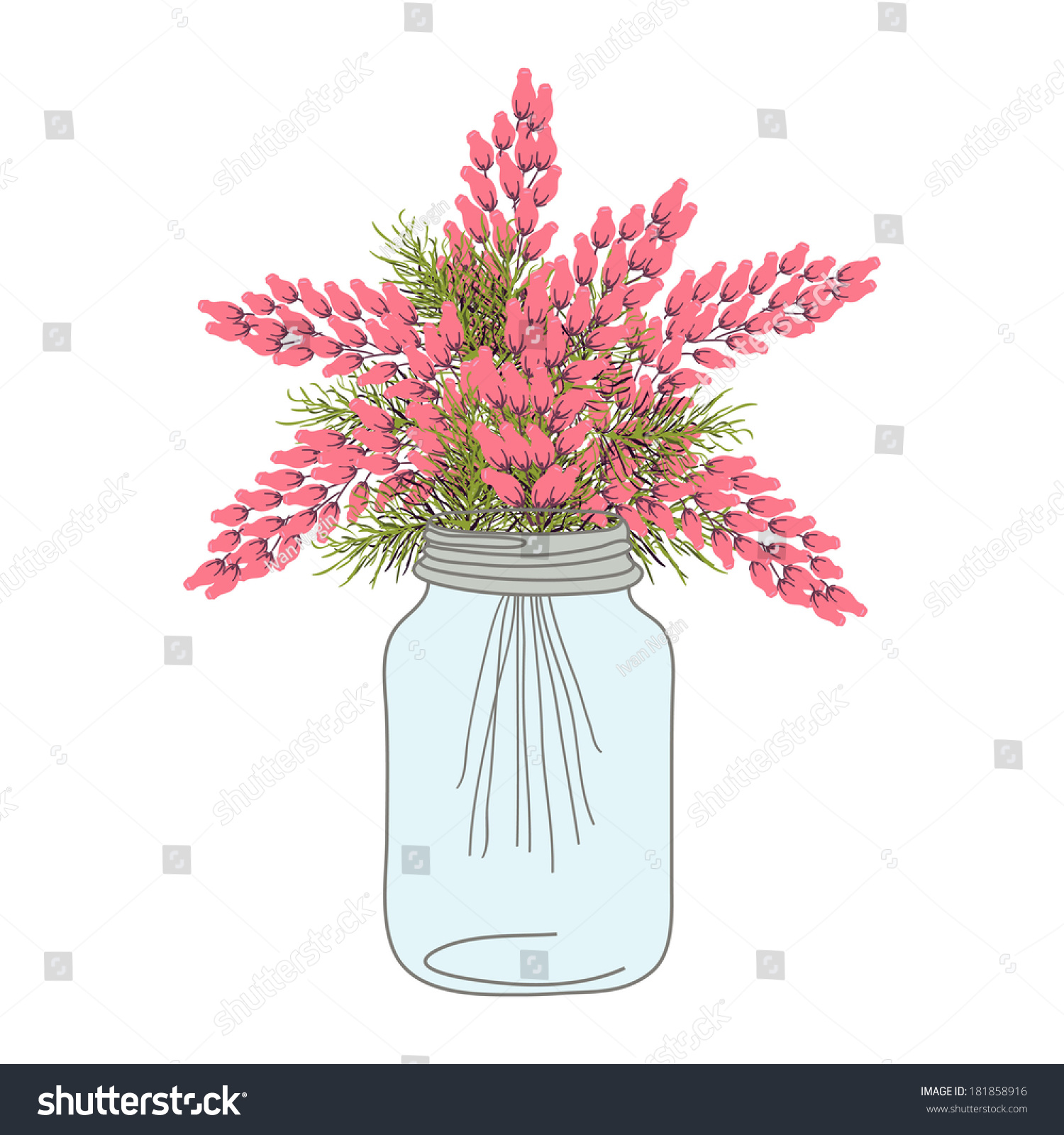 Flower Mason Jars Set Stock Vector 181858916 - Shutterstock