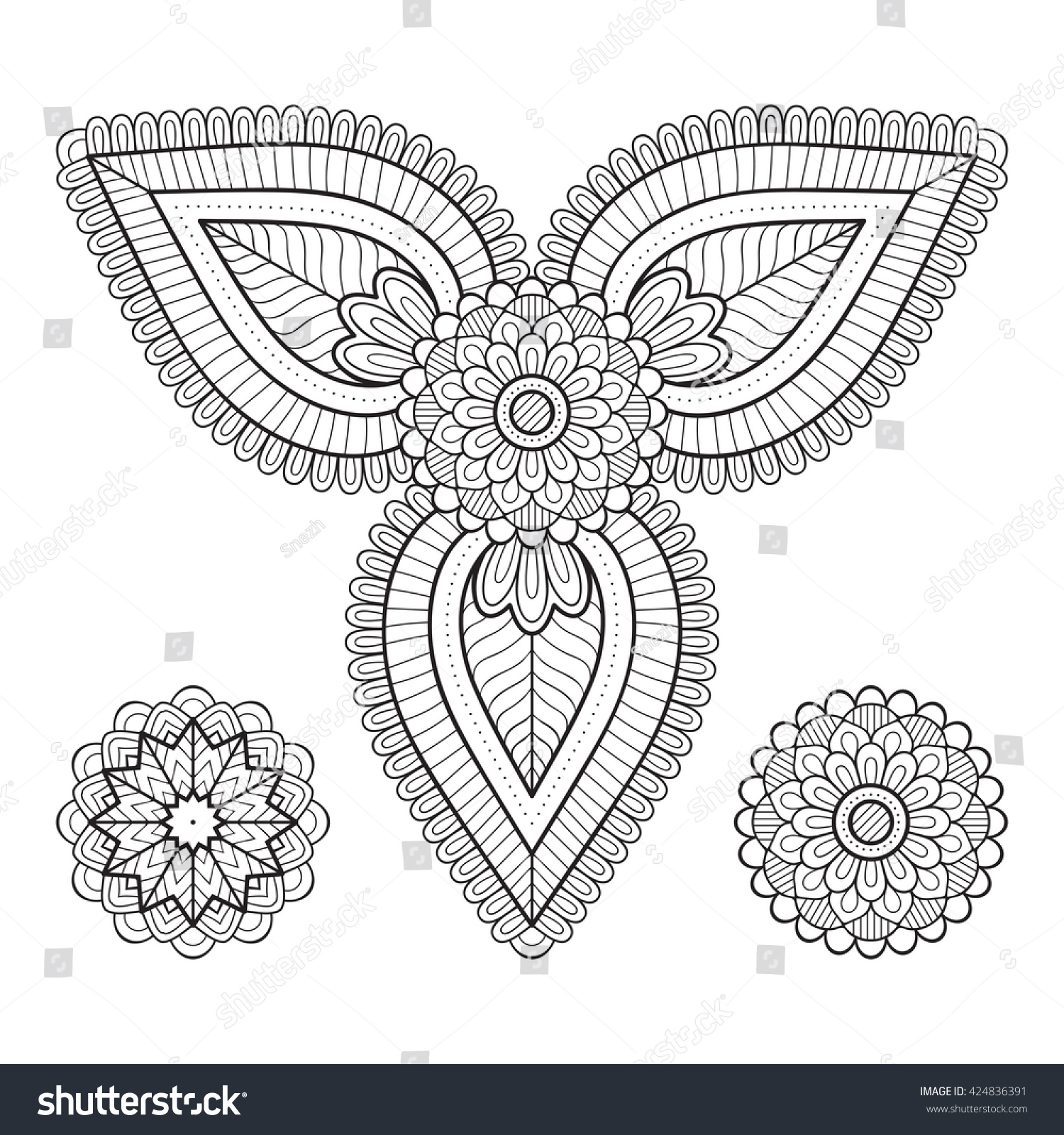 Flower Mandala Vintage Decorative Elements Oriental Stock Vector 424836391