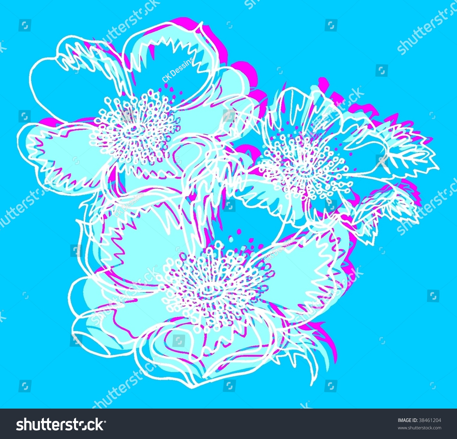 Flower Print Stock Vector Illustration 38461204 : Shutterstock