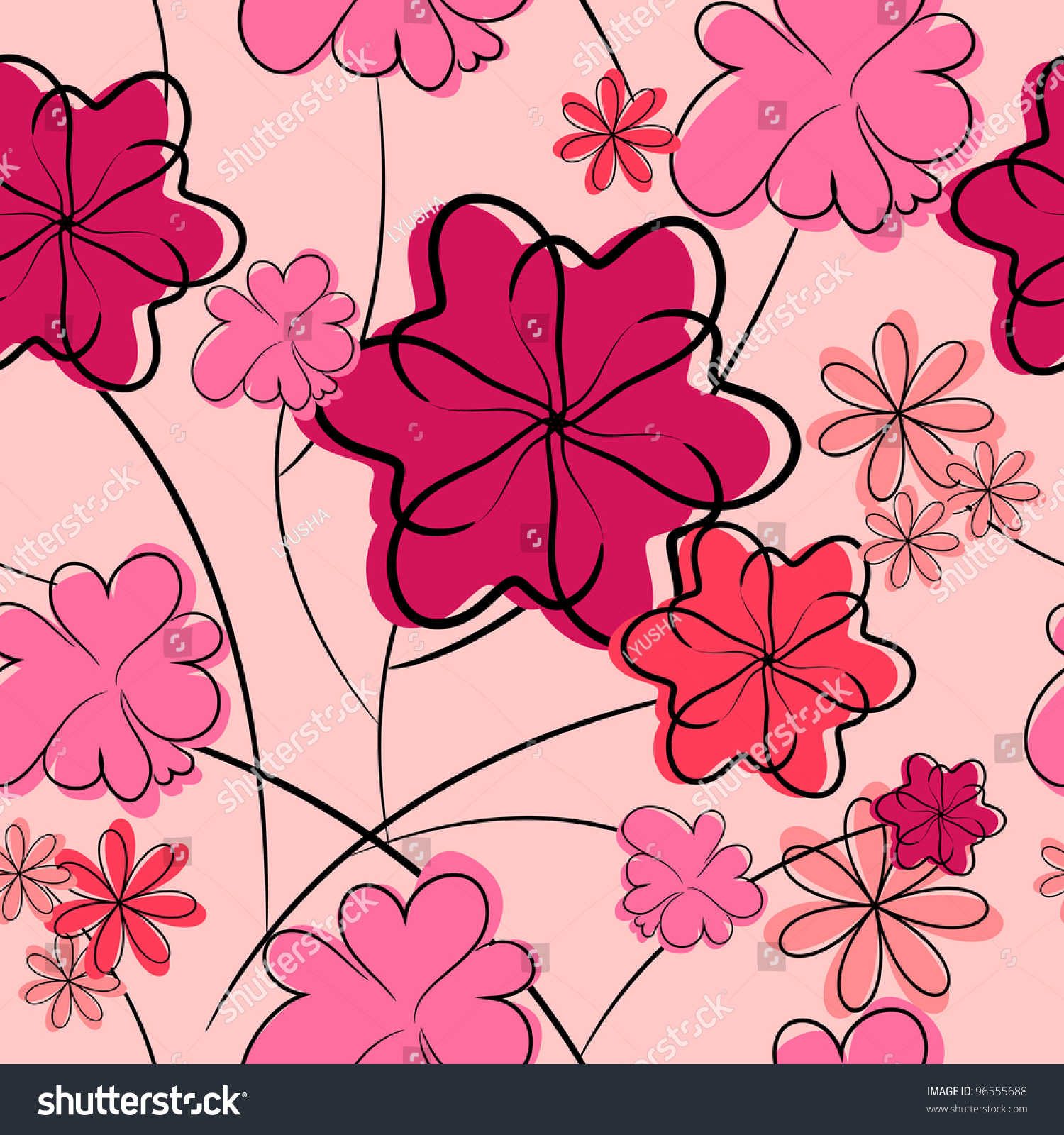 Flower Seamless Texture. Floral Background Stock Vector Illustration