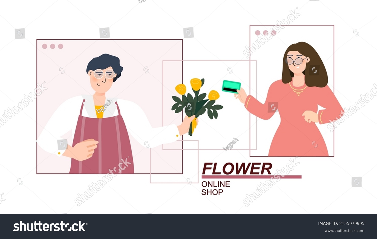 Flower Shop Vector Illustration Concept Florist Stock Vector Royalty