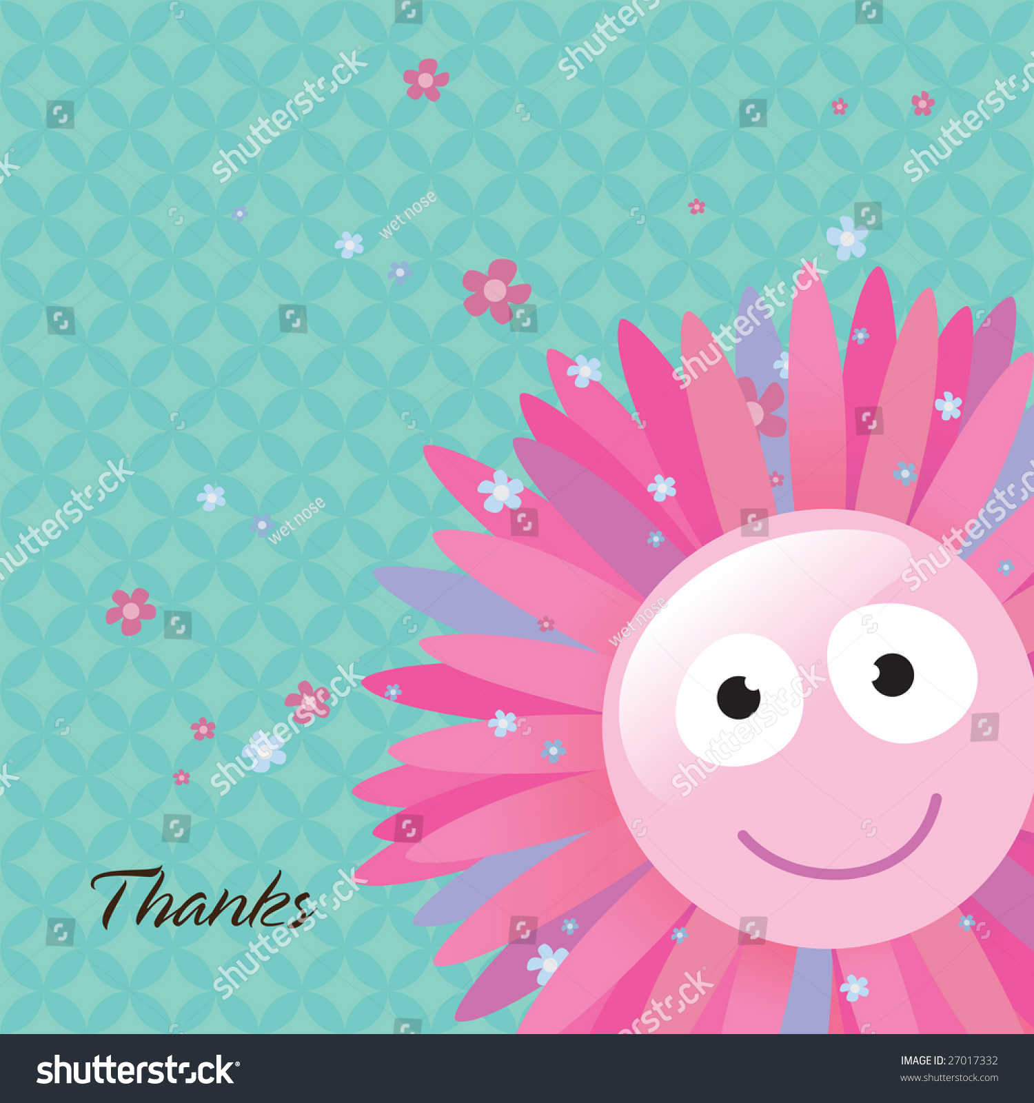 Flower Thank You Card Stock Vector Illustration 27017332 : Shutterstock