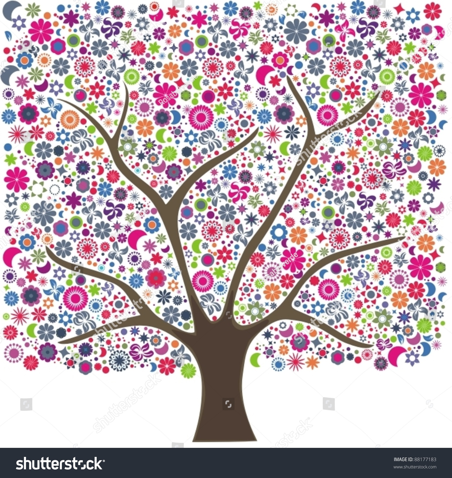 Flower Tree Stock Vector Illustration 88177183 : Shutterstock