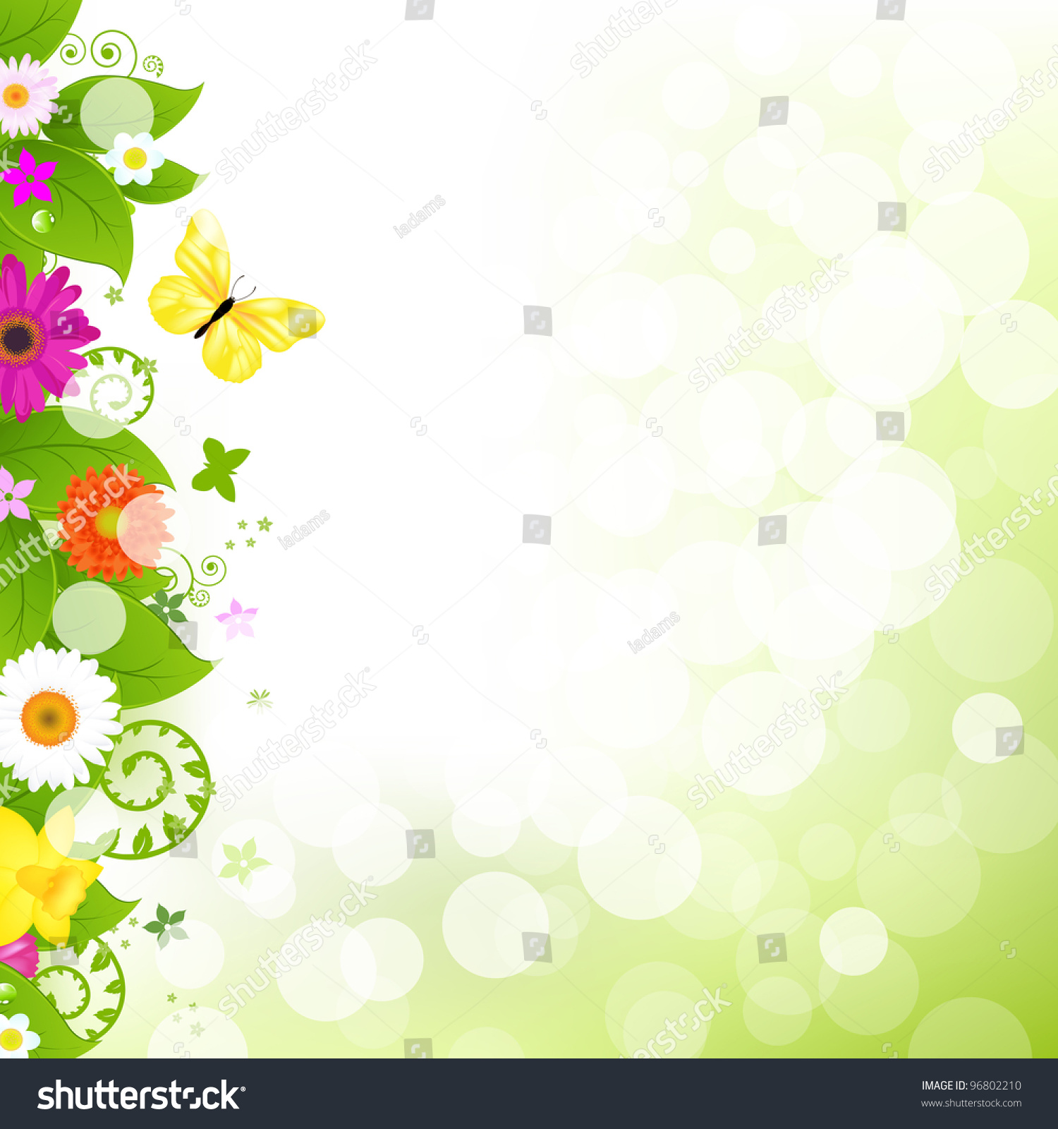 Flower With Grass And Flowers, Vector Illustration - 96802210