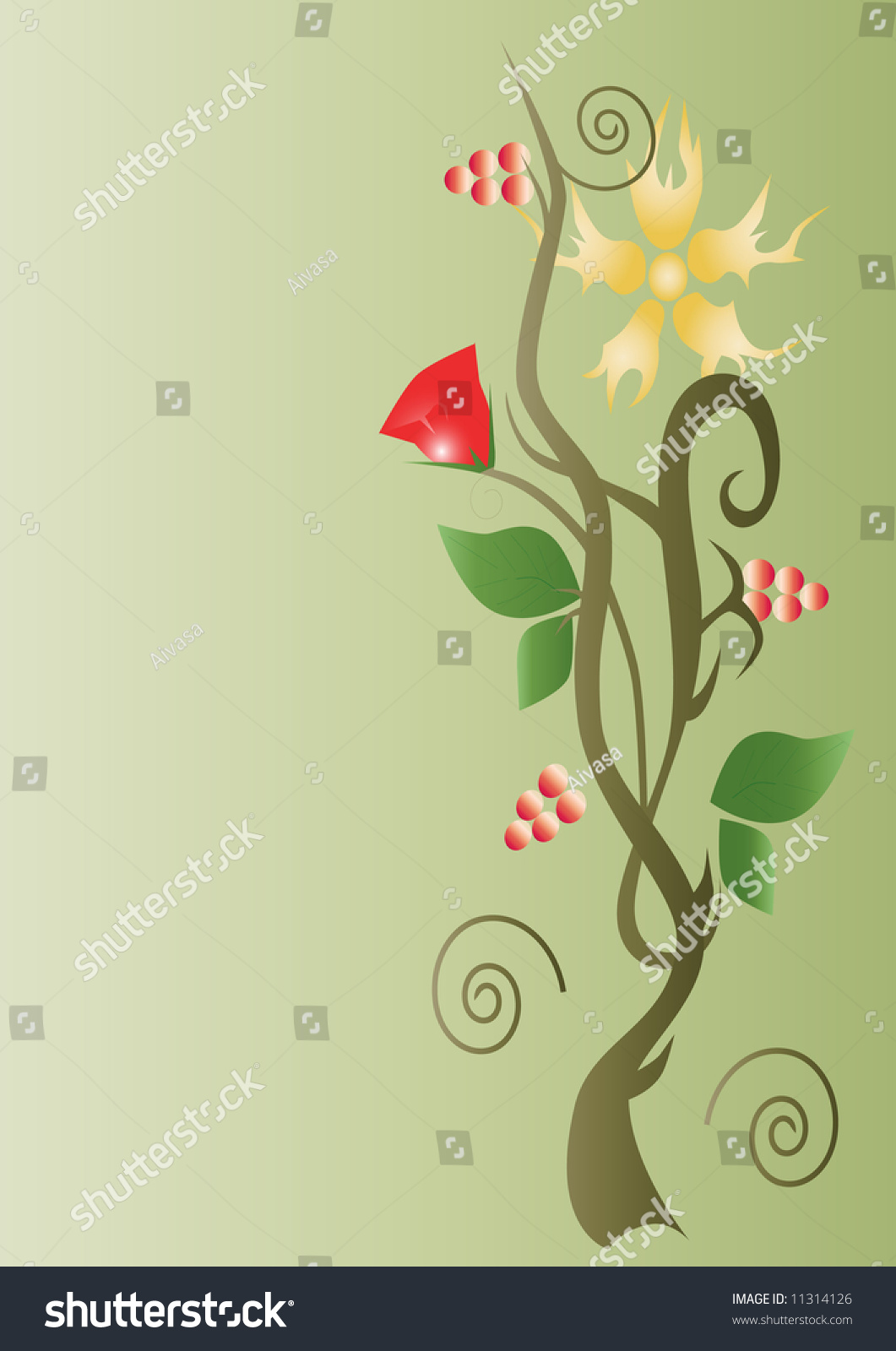Flower With Stem And Leaves Stock Vector Illustration 11314126
