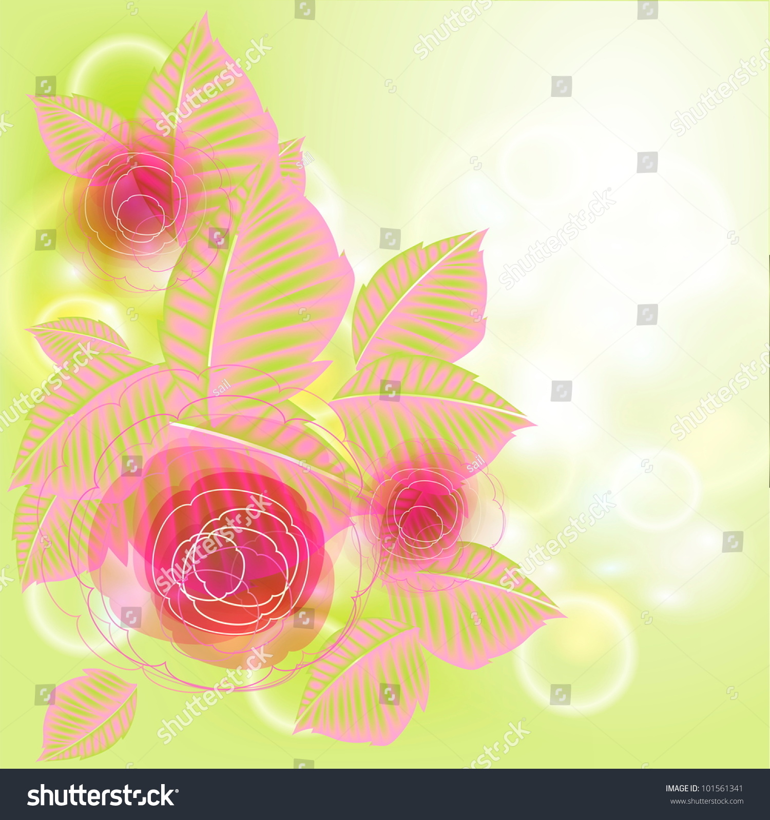 Flowers Bright A Background Are More Transparent Stock Vector