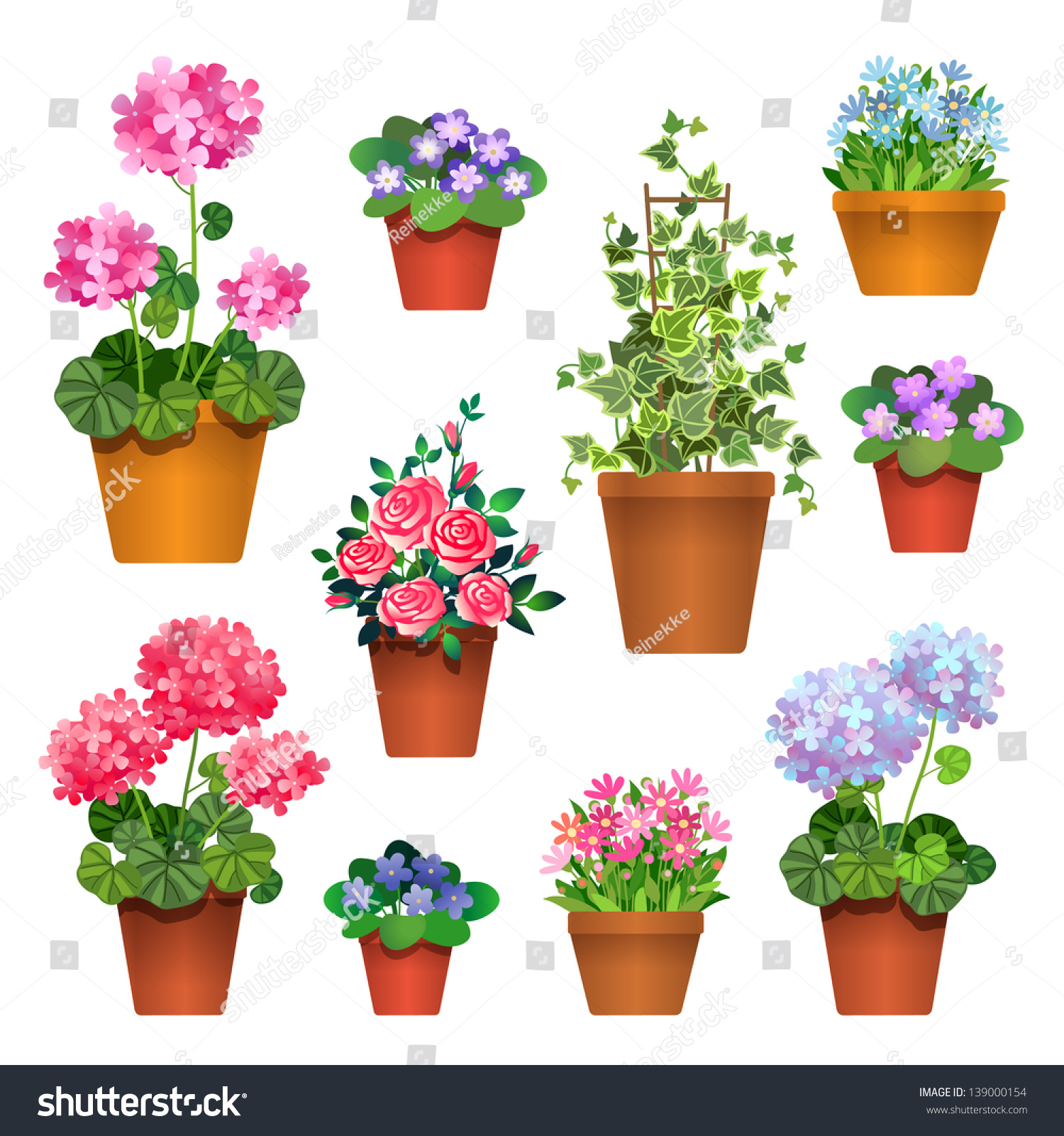 Flowers Pots Vector Collection Stock Vector