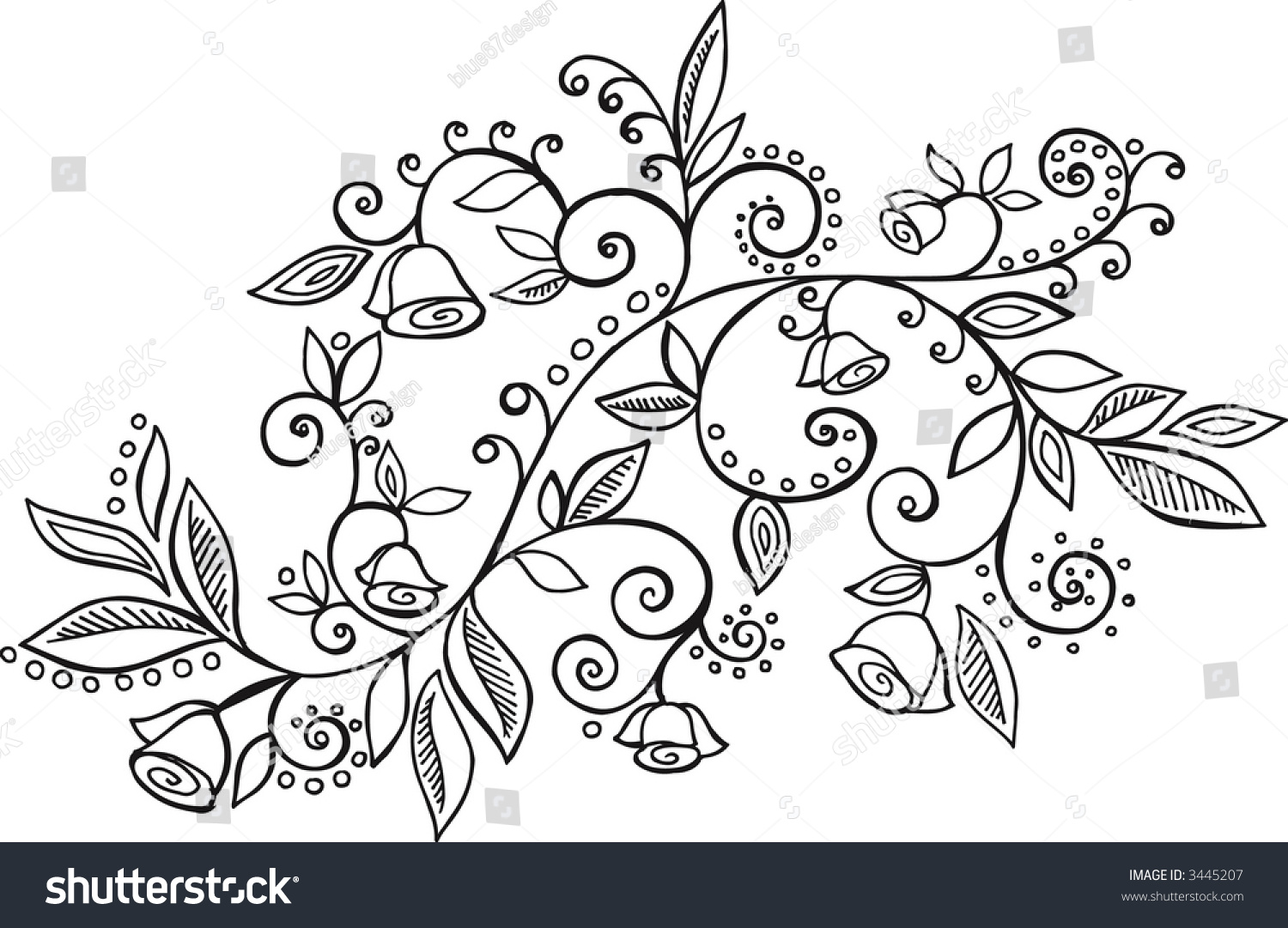 Flowers & Vines Vector Illustration - 3445207 : Shutterstock