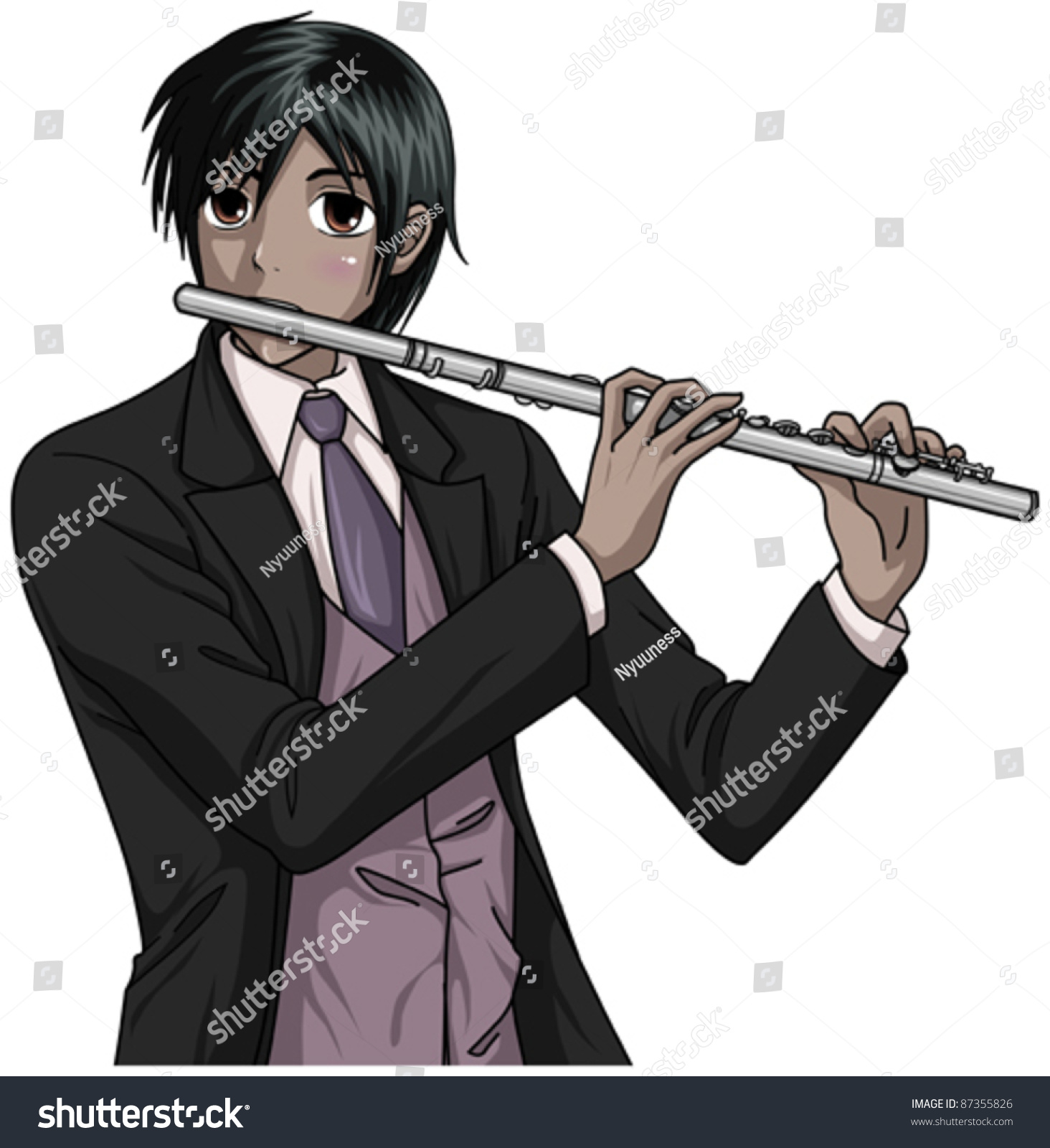 Flute Player Stock Vector Illustration 87355826 Shutterstock