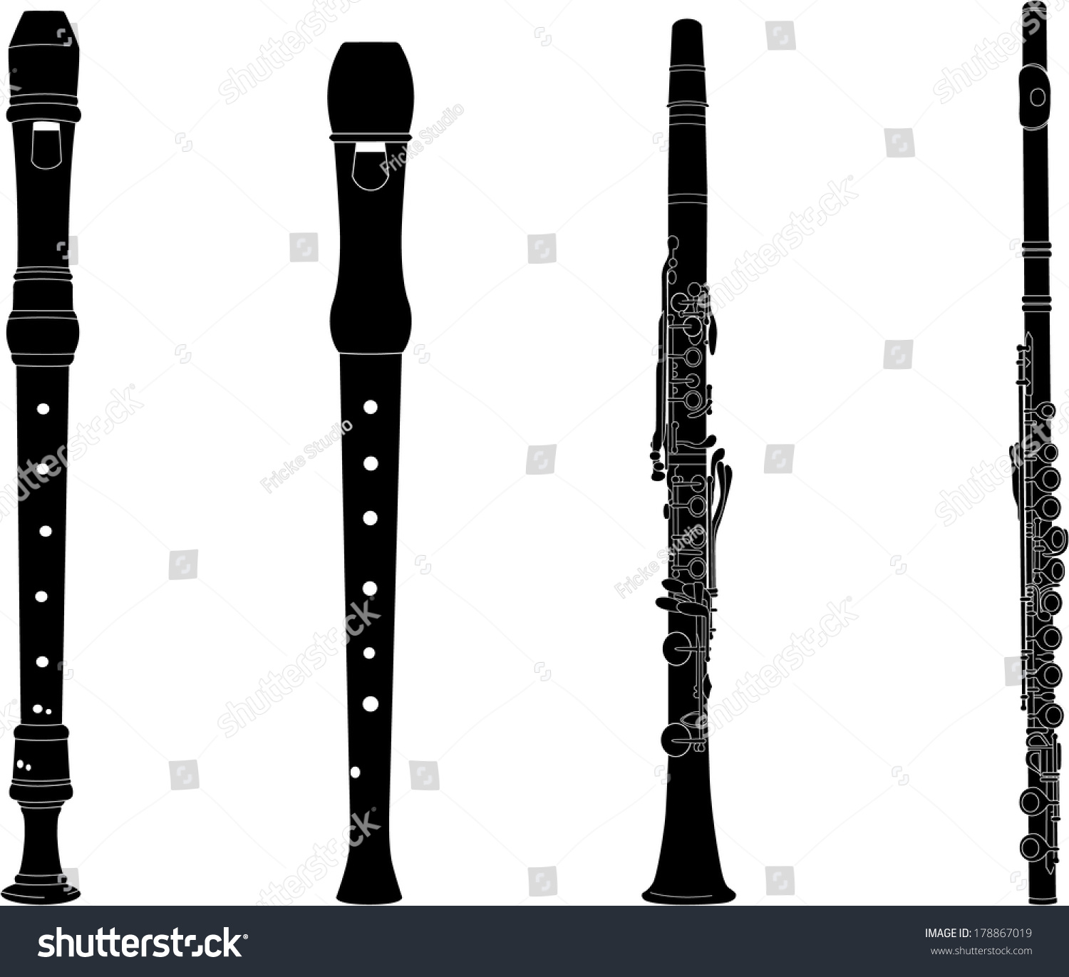 Flutes Black Stock Vector 178867019 - Shutterstock