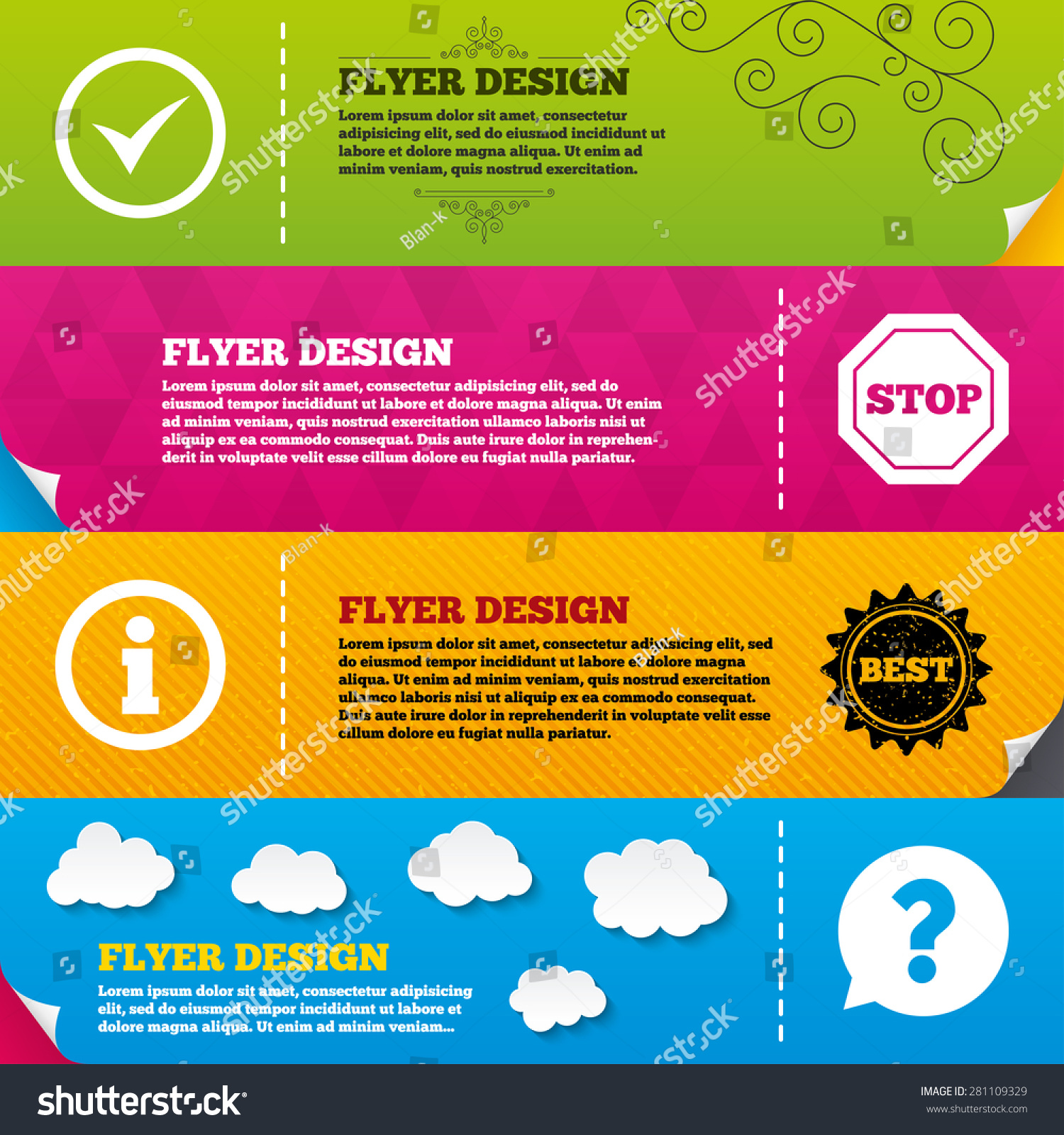 Flyer Brochure Designs Information Icons Stop Stock Vector