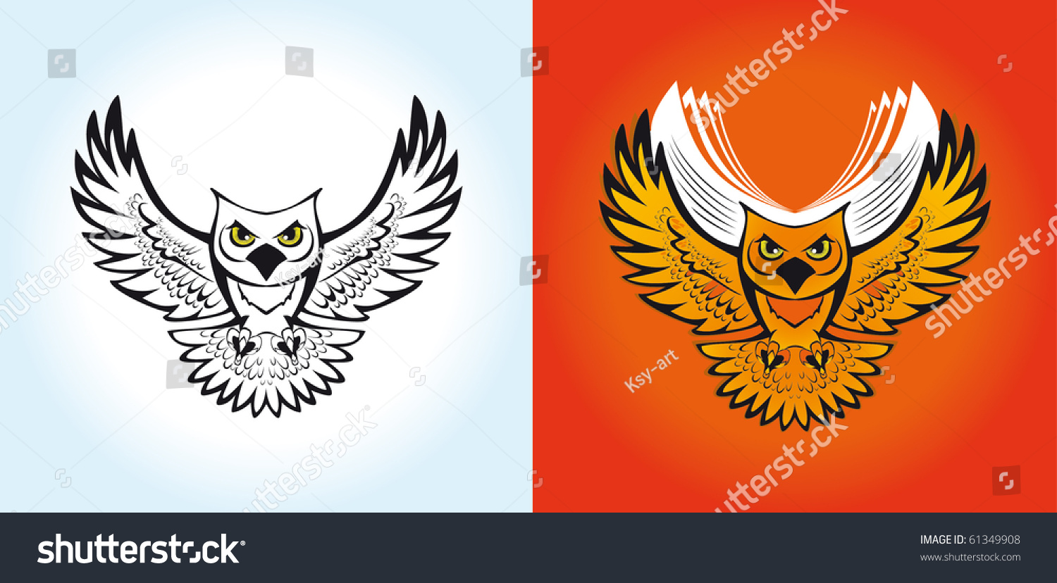 Flying Owl Stock Vector Illustration 61349908 : Shutterstock