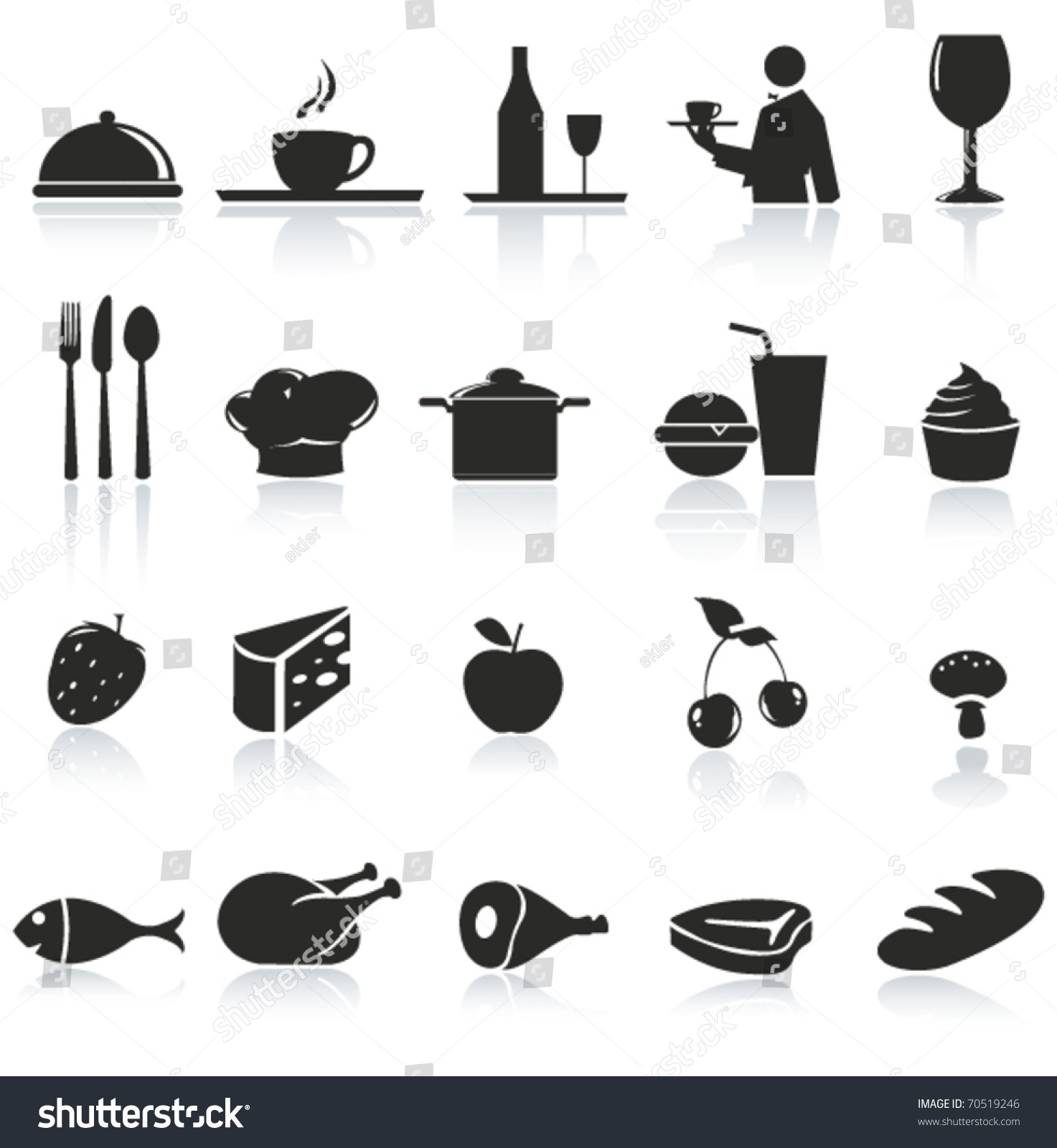 Food Icon Set Stock Vector Illustration 70519246 : Shutterstock