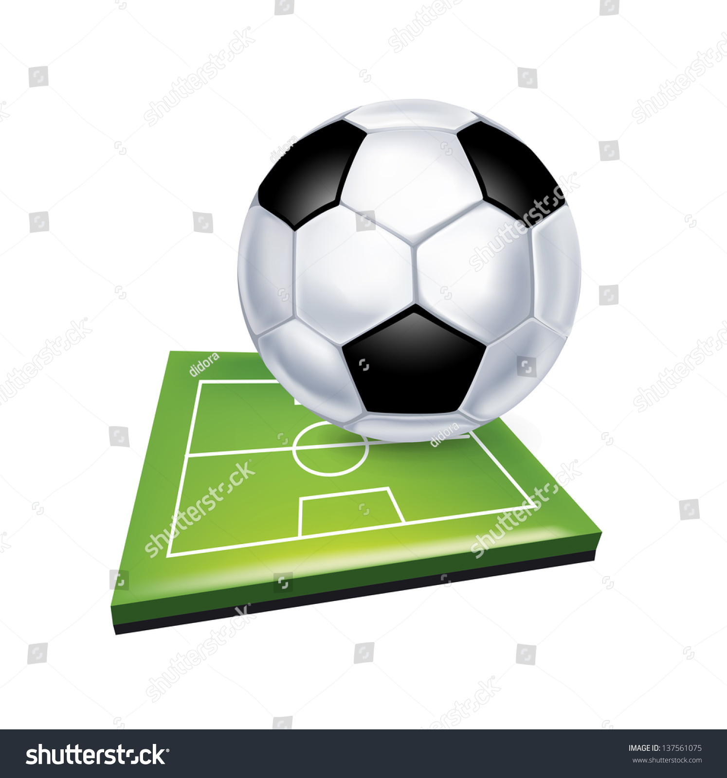 Football And Field Isolated On White Background Stock Vector