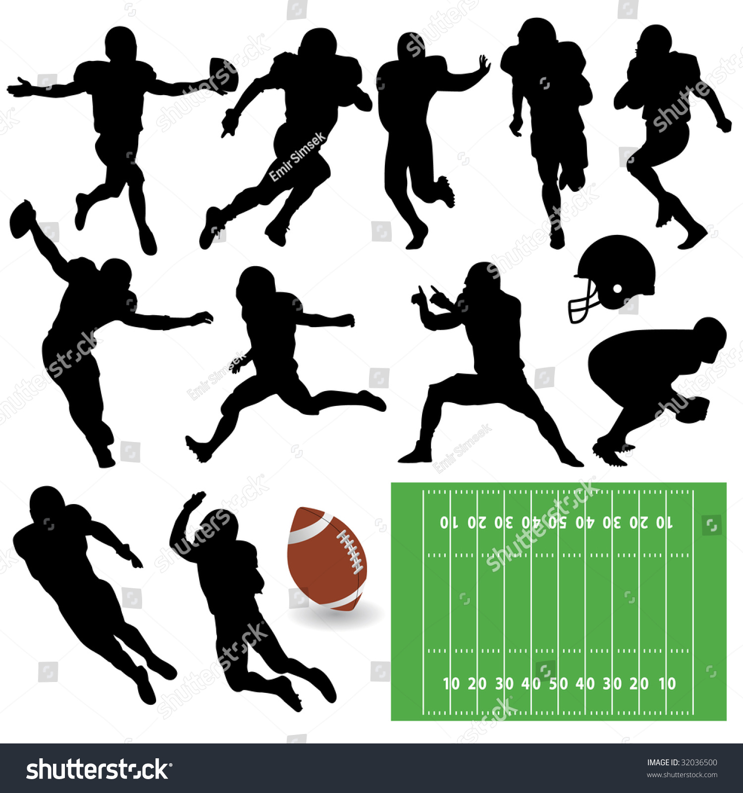 Football Silhouettes Stock Vector Illustration 32036500 : Shutterstock