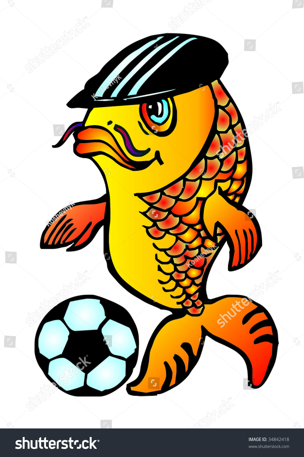 Footballer Fish Stock Vector Illustration 34842418 : Shutterstock
