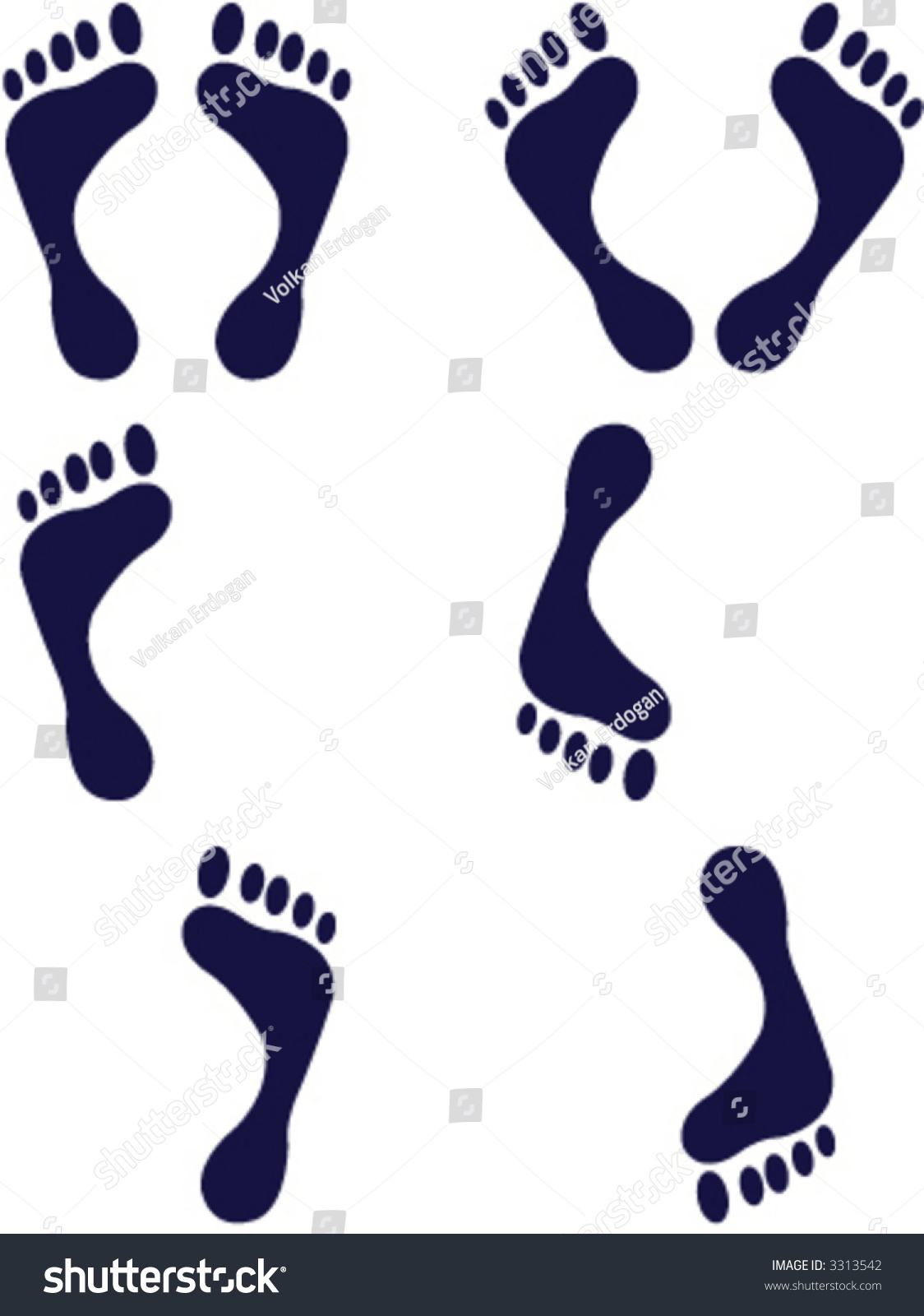 Footprint Footstep Step Vector Black White Stock Vector 3313542