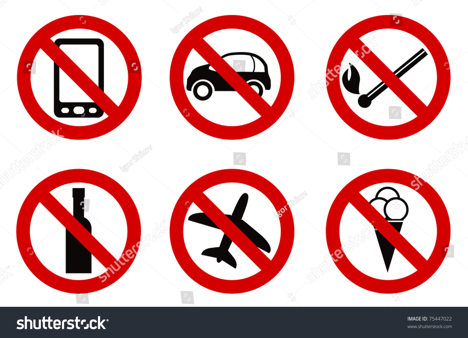 Forbidden Icons Set Stock Vector Illustration 75447022 Shutterstock