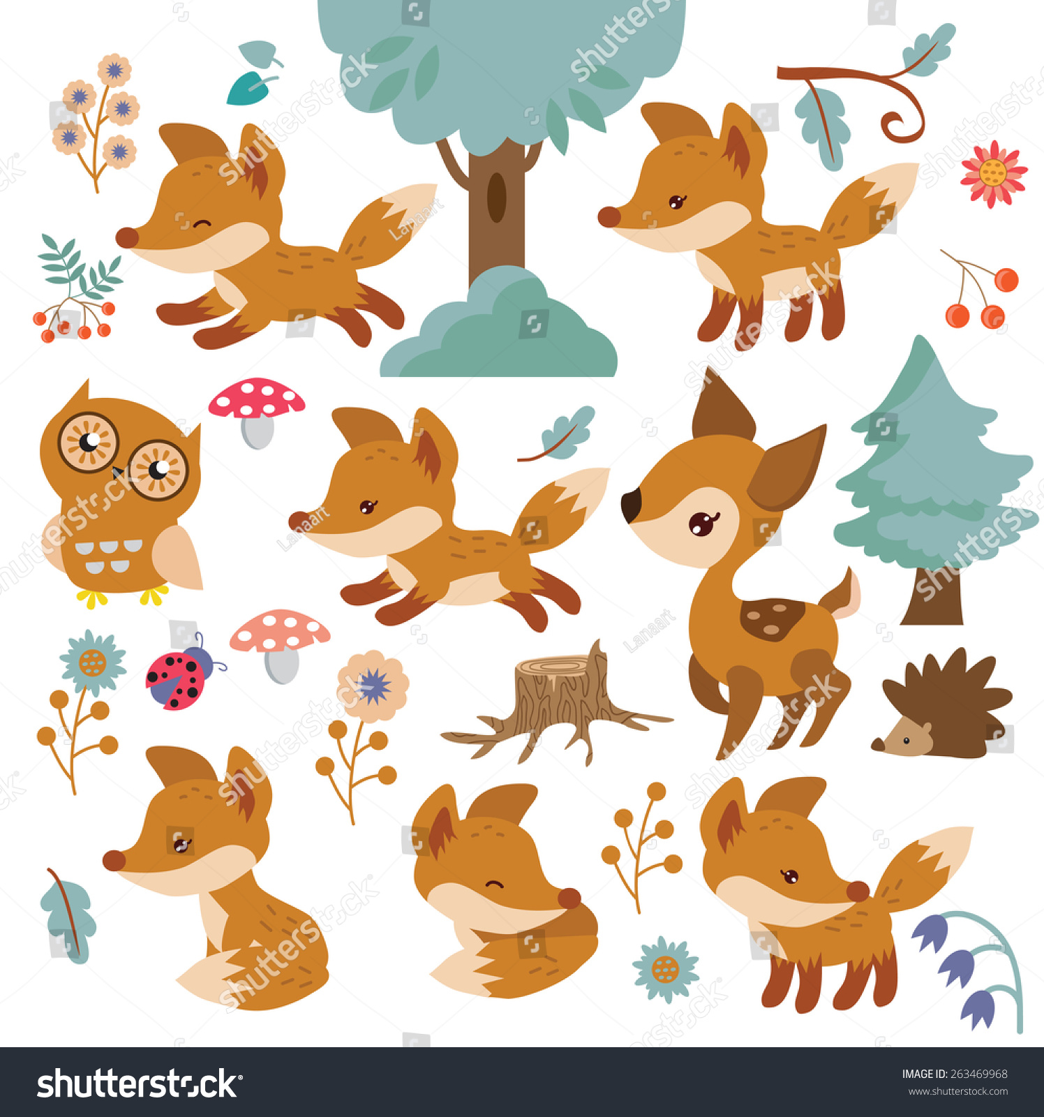 Forest Animal Vector Illustration - 263469968 : Shutterstock