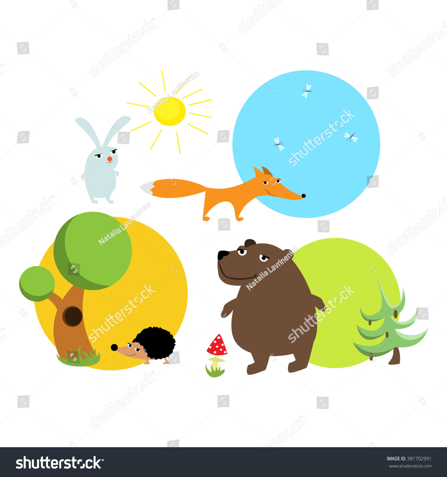 Forest Animals Set (Vector) - 381702991 : Shutterstock