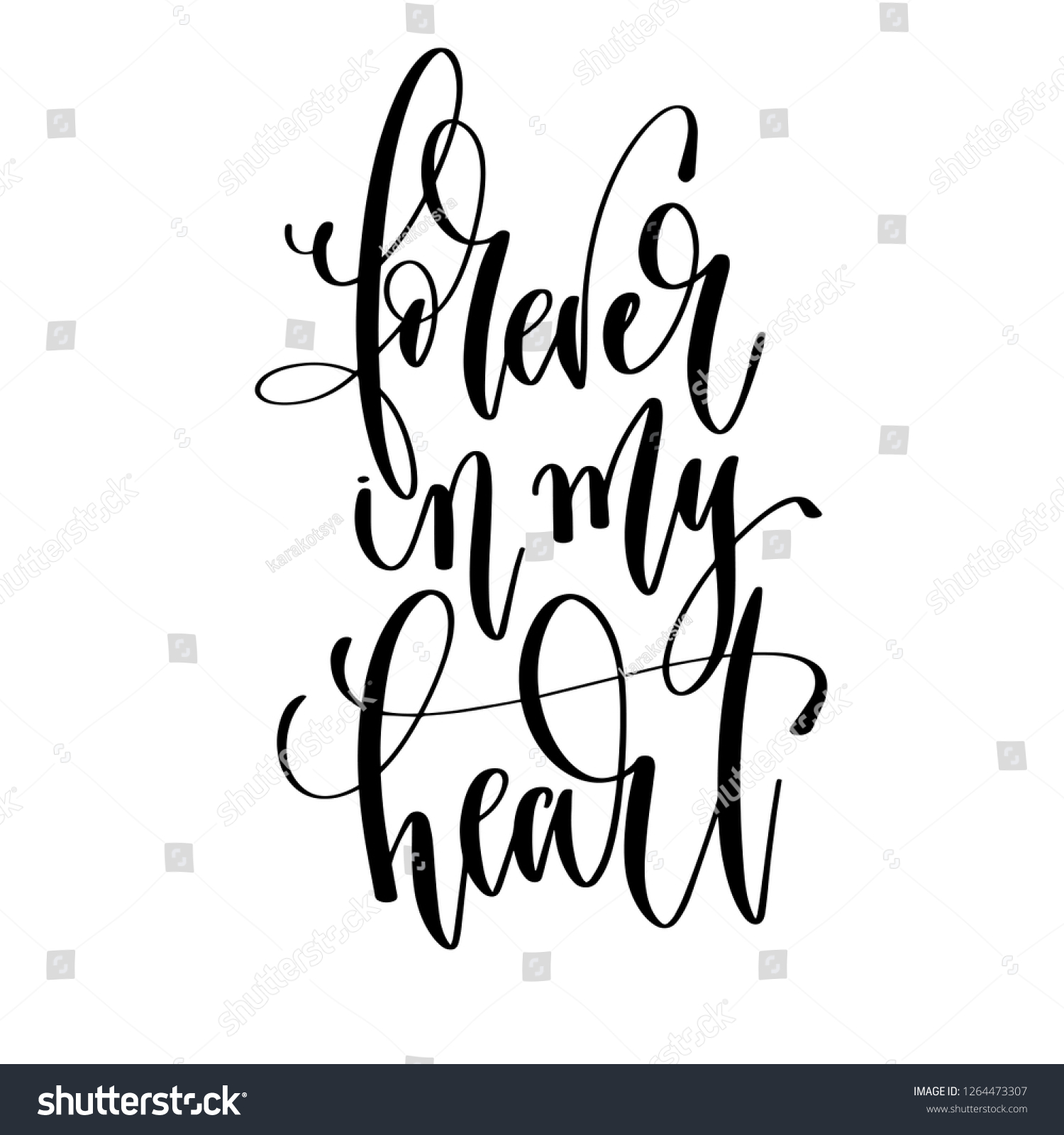 Forever My Heart Hand Lettering Inscription Stock Vector Royalty Free