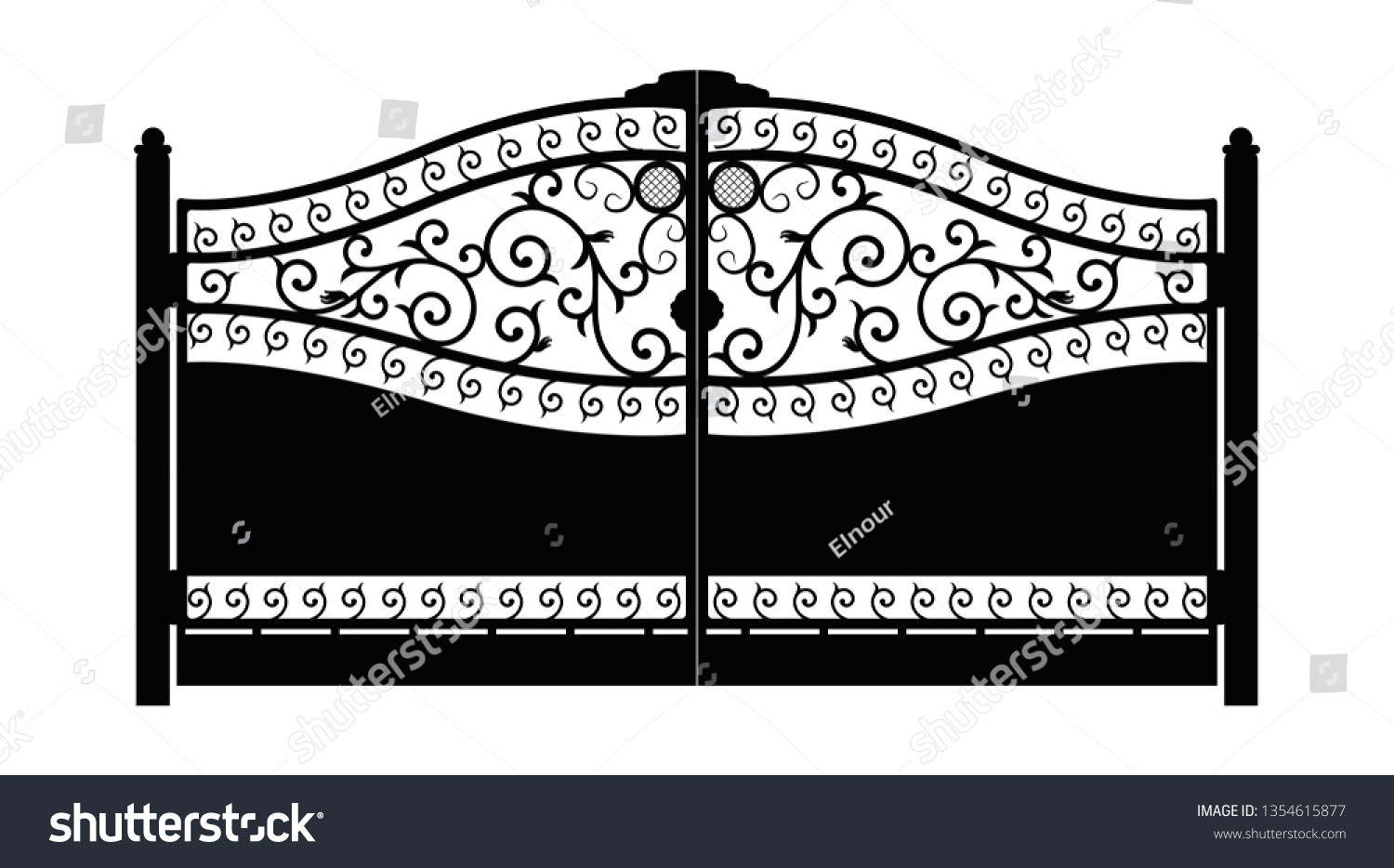 Forged Gate Architecture Detail Black Forged Stock Vector Royalty Free