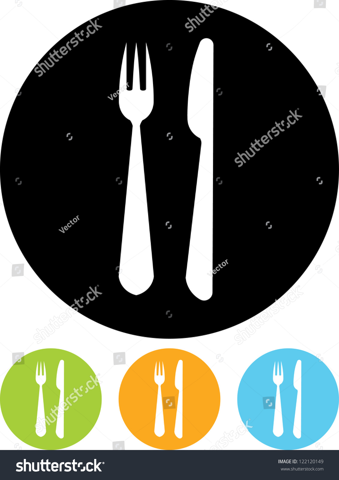 Fork And Knife - Vector Icon Isolated - 122120149 : Shutterstock