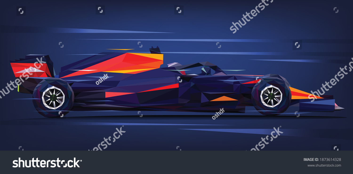 Vektor Stok Formula One Racing Car Polygon Vector Tanpa Royalti