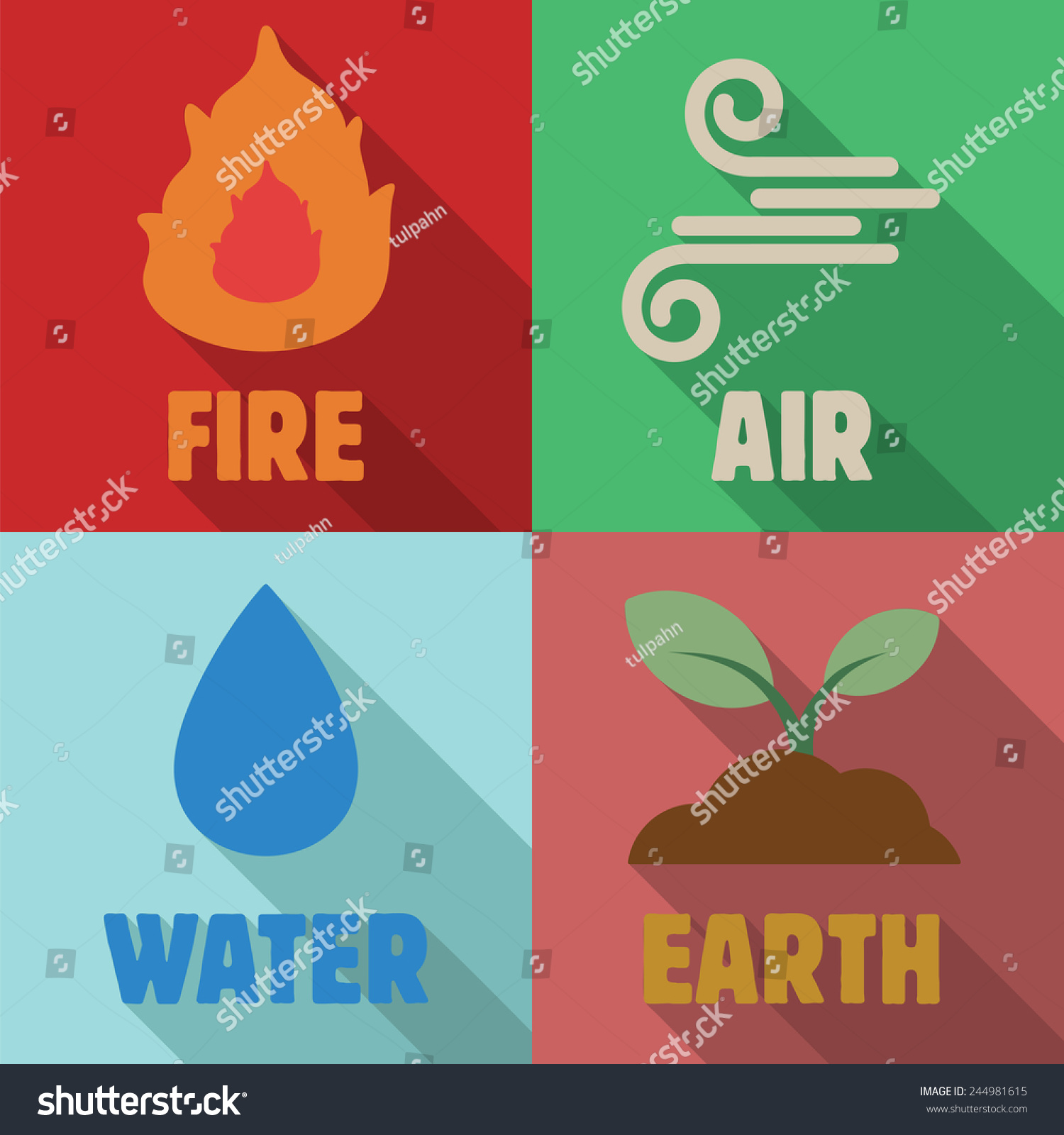 Four Elements Long Shadow Flat, Vector Symbols - 244981615 : Shutterstock