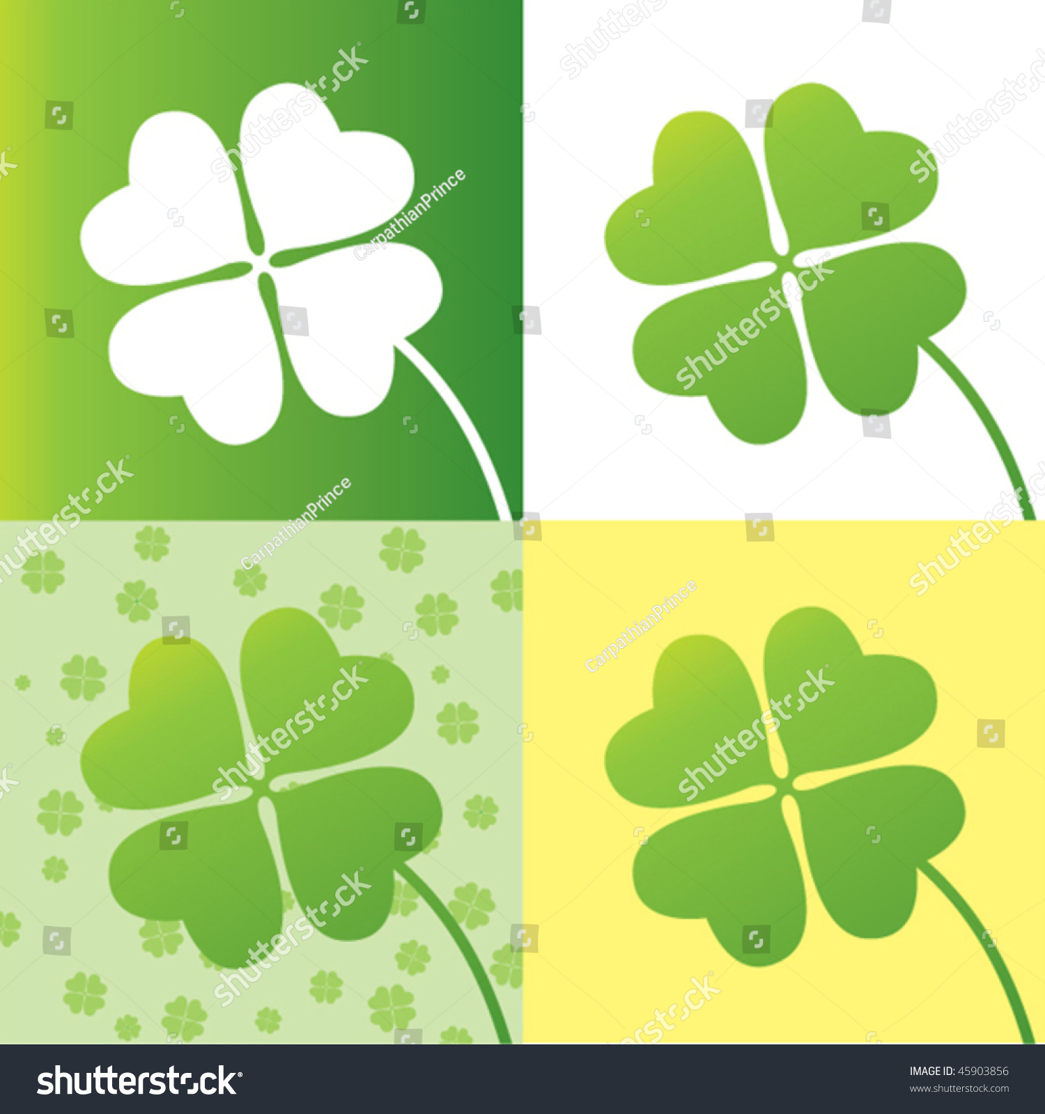 Four Leaf Clover Design With Four Options Stock Vector 45903856