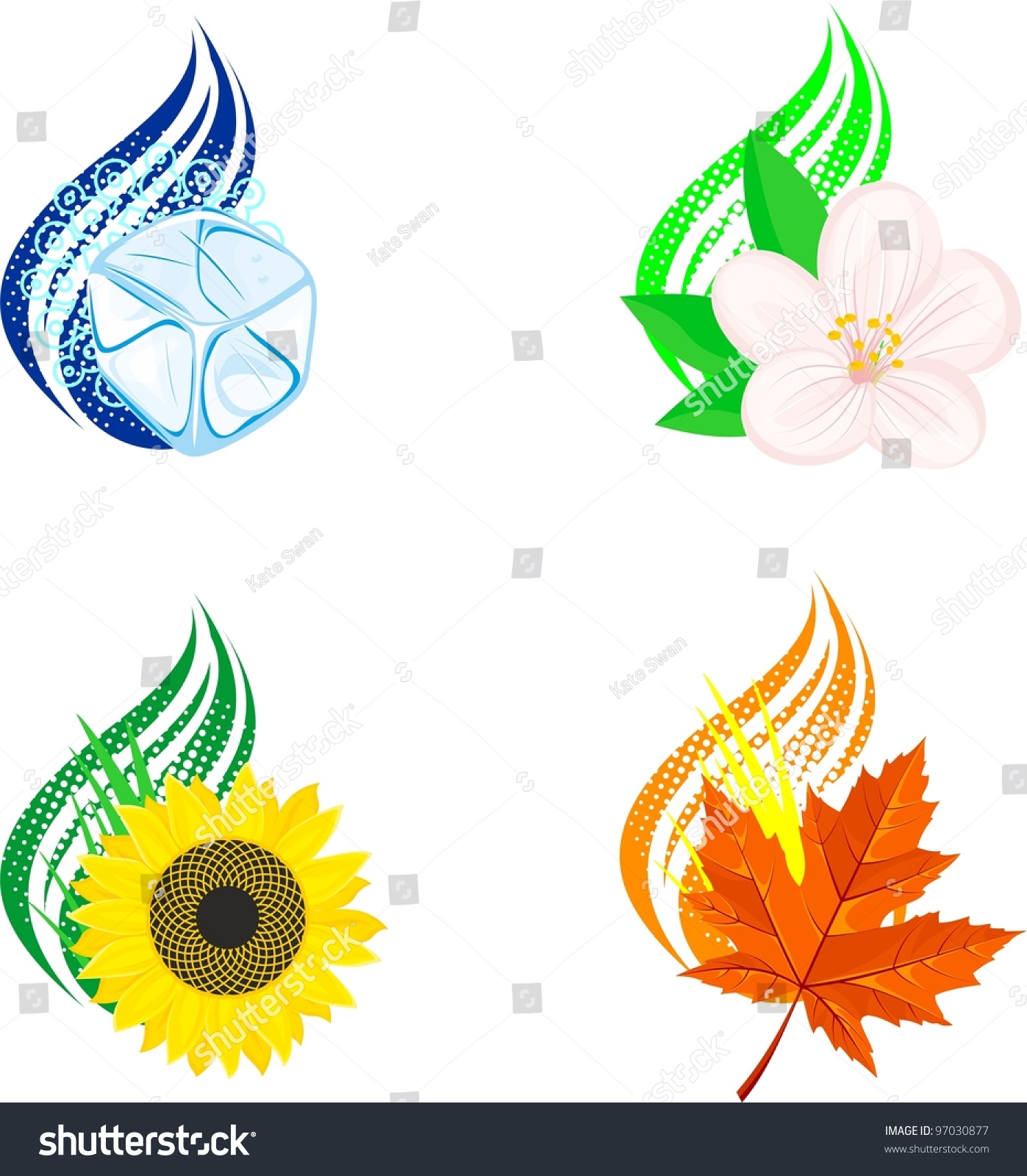 Four Seasons Design Elements Stock Vector Illustration 97030877