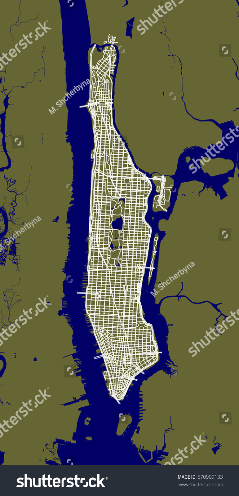 Fragment New York City Outline Map Stock Vector Royalty Free