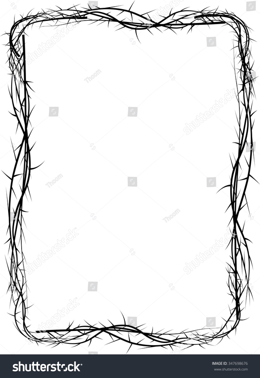 Frame Thorns Background Border Lent Season Stock Vector 347698676 