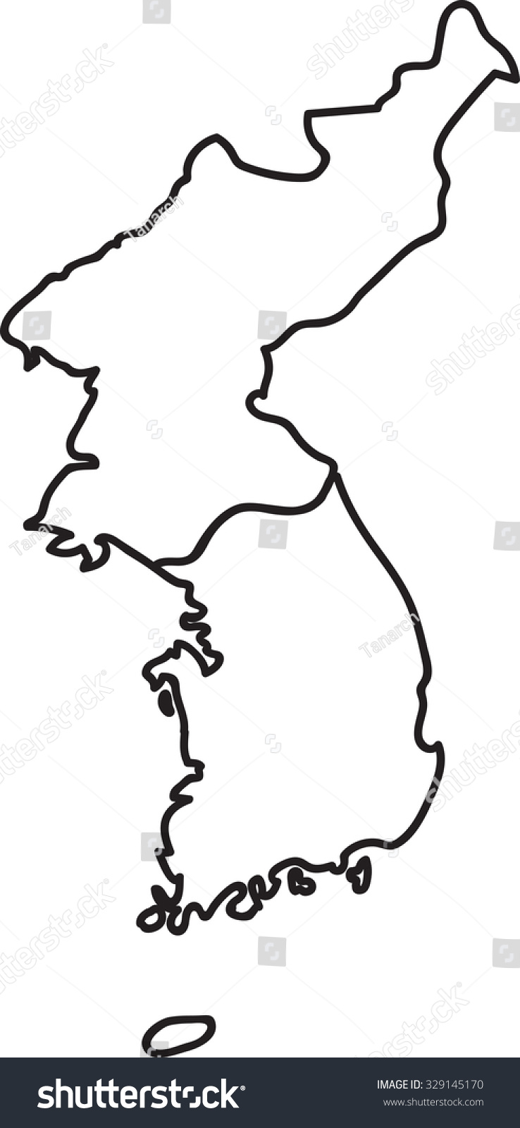 Doodle Freehand Outline Sketch Of North Korea And South Korea Map My