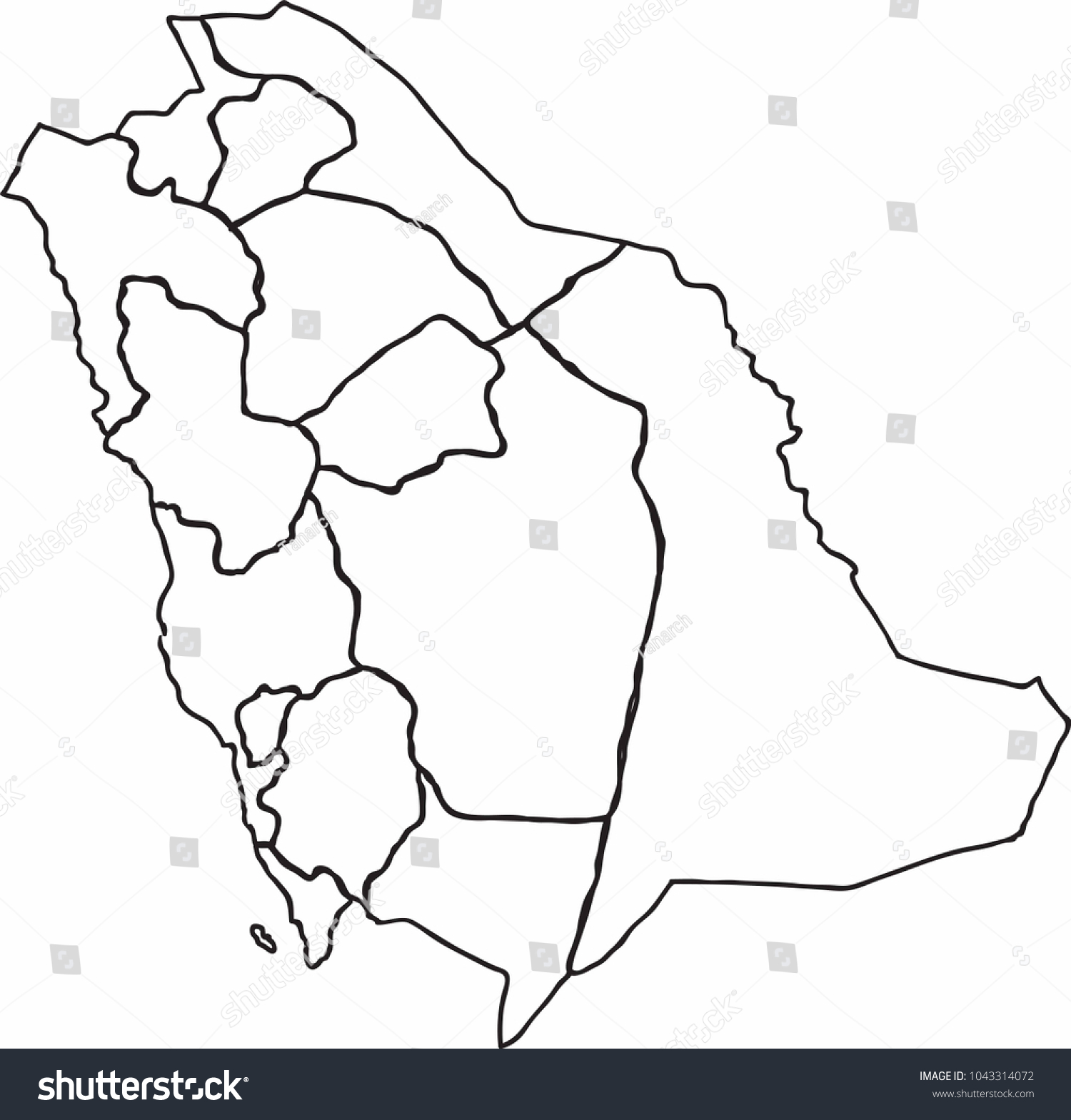 Freehand Sketch Outline Saudi Arabia Map Stock Vector Royalty Free